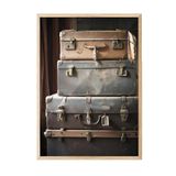 Postifull Suitcases Çerçeveli Tablo, Ahşap Çerçeve Ve Poster, Dikey Duvar Tablosu Comfort Serisi No:108318;50 X 70 Ahşap Çerçeveli