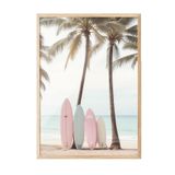 Postifull Surfboards On Beach Çerçeveli Tablo, Ahşap Çerçeve Ve Poster, Duvar Tablosu Comfort Serisi No:108308;13 X 18 Ahşap Çerçeveli