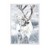 Postifull Winter Reindeer Çerçeveli Tablo, Beyaz Çerçeve Ve Poster, Duvar Tablosu Comfort Serisi No:108509;13 X 18 Beyaz Çerçeveli