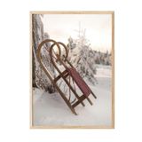 Postifull Winter Sleigh Çerçeveli Tablo, Ahşap Çerçeve Ve Poster, Duvar Tablosu Comfort Serisi No:108512;13 X 18 Ahşap Çerçeveli