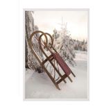 Postifull Winter Sleigh Çerçeveli Tablo, Beyaz Çerçeve Ve Poster, Duvar Tablosu Comfort Serisi No:108512;13 X 18 Beyaz Çerçeveli