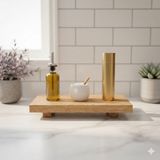 PostOtto Design Studio Ahşap Dekoratif Sunum Standı & Mutfak Banyo Rafı - 20X12 cm Organizer - Naturel