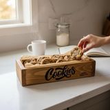 PostOtto Design Studio Ahşap Kutu Kurabiye ve Atıştırmalık Sunum Sepeti - Modern "cookies" Tasarımlı Mutfak Organizer - Kahverengi