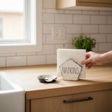 PostOtto Design Studio Modern Ahşap Peçetelik - Minimalist Mutfak ve Masa Aksesuarı - Dekoratif Peçete Tutucu - Beyaz