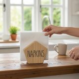 PostOtto Design Studio Modern Ahşap Peçetelik - Minimalist Mutfak ve Masa Aksesuarı - Dekoratif Peçete Tutucu - Krem