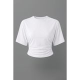 Potenza Kadın T-Shirt Kısa Yarasa Kol Bisiklet Yaka Yandan Büzgülü Darpeli Sandy Bluz