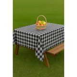 Pötikare Kareli Masa Örtüsü Sofra Bezi | Piknik Örtüsü & Piknik Masa Örtüsü | Çok Amaçlı Masa Örtüsü - Siyah - 140 x 140 cm