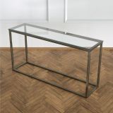 Potrica Metal Dresuar Eskitme Pirinç Ayak Şeffaf Cam Tabla