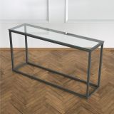 Potrica Metal Dresuar Siyah Ayak Şeffaf Cam Tabla