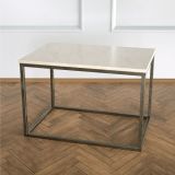 Potrica Yan Sehpa Eskitme Pirinç Ayak Bej Mermer Tabla