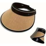 Pouniq Vizör Hasır Şapka - Tenis/golf Kadın Şapka - Ayarlanabilir & Katlanabilir Siperlik - Acı Kahverengi - 54 cm