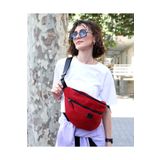POWBAG Kırmızı File Büyük Boy Ayarlanabilir Askılı Spor Bel Ve Omuz Çantası Meshbag