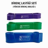 Power Band Powerband Direnç Lastiği ve Egzersiz Bandı Yüksek Direnç Seti 3 Adet