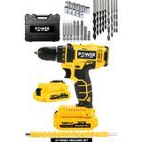 POWER BLACK 12 V Çelik Şanzuman Bakır Sargılı Çift Akülü Şarjlı Matkap Vidalama