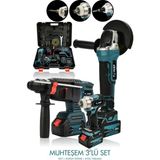 Power Black 3 Lü Set Torklu Vidalama Somun Sıkma Şarjlı Matkap 2-26MM Şarjlı Taşlama 125MM