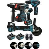 Power Black 4 Lü Set Torklu Akülü Vidalama Somun Sıkma Şarjlı Hilti 2-26 mm Şarjlı Taşlama 125 mm Şarjlı Matkap