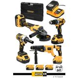 POWER BLACK 4'lü Set Akülü Hılti Vidalama Taşlama Ve Somun Sıkma Makinesi Sarı