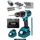 POWER BLACK Darbeli Fırçasız Motor Çift Akülü Vidalama Çelik Şanzıman Ultra Güçlü Şarjlı Matkap.