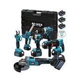POWER BLACK German 58vf Brushless 6'li Set Şarjlı Hilti Şarjlı Taşlama Şarjlı Darbeli Matkap Makas ve testere