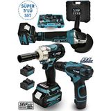 Power Black Germany Profesyonel 3 Lü Set Şarjlı Taşlama Somun Şarjlı Matkap 24 Parça Uç Seti Hediye