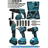 Power Black Pro 21V Akülü Matkap & Taşlama & Kırıcı Delici Hilti & Somun Sıkma Sökme 4'Lü Set