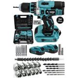 Power Black Pro Germany Technology 58VF 5 Ah Çelik Mandren Çift Akülü Vidalama Şarjlı Matkap
