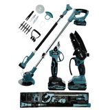 Power Black Profesyonel 3'Lü Set 21V Teleskopik Bağ Makası & Çim Biçme Makinesi & Budama Testeresi