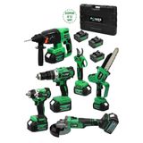 POWER BLACK Profesyonel 6 Lı Set Avuç Taşlama Kırıcı Delici Hilti Makas Testere Darbeli Matkap Somun Sökme