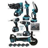 Power Black Profesyonel Brushless 6'lı Set Şarjlı Hilti Şarjlı Taşlama Şarjlı Darbeli Matkap Makas Testere