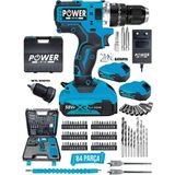 Power Black Ultra Güçlü 12V Darbeli Şarjlı Matkap Metal Şanzıman Bakır Sargılı Çift Akülü 84 Parça Set