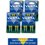 Power Şarj Edilebilir Ince Kalem Pil 800MAH Aaa 16 Adet