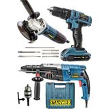 Power Set: 24V Şarjlı Matkap, 3000W Kırıcı, 1600W Taşlama Dahil - Seçenek 1