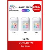 POWER TIME EPOXY 15 Kg Hobby Epoxy/ Ultra Şeffaf Ve Parlak Epoksi Reçine Ince Döküm HOBİ EPOKSİ