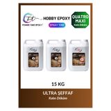 POWER TIME EPOXY 15 Kg Wood Epoxy Quatro Maxi/ Kalın Döküm Ultra Şeffaf Epoksi Reçine Sehpa, Masa Için (YENİ)