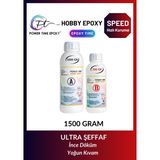 Power Tıme Epoxy 1500 Gram Hobi Epoksi Speed/ Hızlı Kuruma/ Ultra Şeffaf Ve Parlak Epoksi Reçine Ince Döküm Yoğun Kıvam