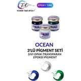 Power Time Epoxy 3' Lü Opak Transparan Sıvı Pigment Boya Seti Epoksi Için Ocean / 3 Adet Epoksi Boyası/ Deniz