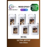 Power Time Epoxy 30 kg Wood Epoxy Quatro Maxi/ Kalın Döküm Ultra Şeffaf ve Parlak Epoksi Reçine Sehpa Masa Için