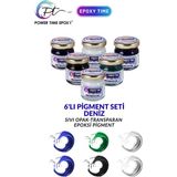 Power Time Epoxy 6'lı Opak & Transparan Sıvı Pigment Boya Seti / Epoksi Için Deniz Seti / 6 Adet Epoksi Pigment Boya