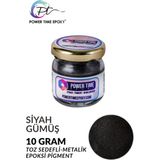 Power Time Epoxy Epoksi İçin 10 gr Siyah Gümüş Sedefli Metalik Toz Pigment Boya
