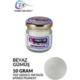Power Time Epoxy Sedefli Metalik Toz Pigment Boya Epoksi Için 10 gr - Beyaz Gümüş