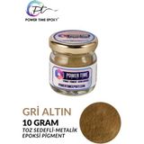 Power Time Epoxy Sedefli Metalik Toz Pigment Boya Epoksi Için 10 gr - Gri Altın