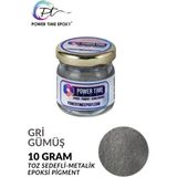 Power Time Epoxy Sedefli Metalik Toz Pigment Boya Epoksi Için 10 gr - Gri Gümüş