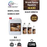 Power Time Epoxy Wood Epoxy Quatro Maxi/ Kalın Döküm Şeffaf Epoksi Reçine Sehpa, Masa Için (Yeni) - 7.5 kg