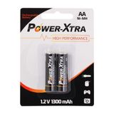 Power-Xtra 1.2V 1300 mAh AA Ni-MH Şarj Edilebilir Kalem Pil – 2’li Blister Paket