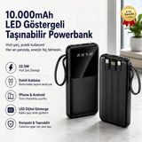Powerbank 10.000Mah Led Ekranlı Dahili Kablo 22.5W Hızlı Şarjlı Ultra İnce Tasarım Taşınabilir Şarj Cihazı