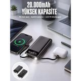 Powerbank 20.000 Mah Dijital Göstergeli Lcd Ekran Uzun Pil Ömrü Yeni Nesil