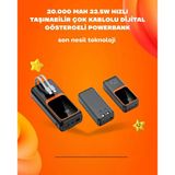 Powerbank 20000 Mah | 22.5W Hızlı Şarj, Dahili Kablolu, Lcd Ekranlı Şarj Cihazı Mir10036729