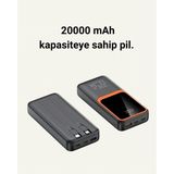Powerbank 20000 Mah | 22.5W Hızlı Şarj, Dahili Kablolu, LCD Ekranlı Şarj Cihazı - Renkli