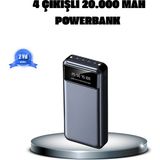 Powerbank 20000 mAh 4 Çıkışlı Hızlı Şarjlı ve LED Göstergeli