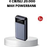 Powerbank 20000 Mah Hızlı Şarjlı LED Fenerli ve 4 Portlu